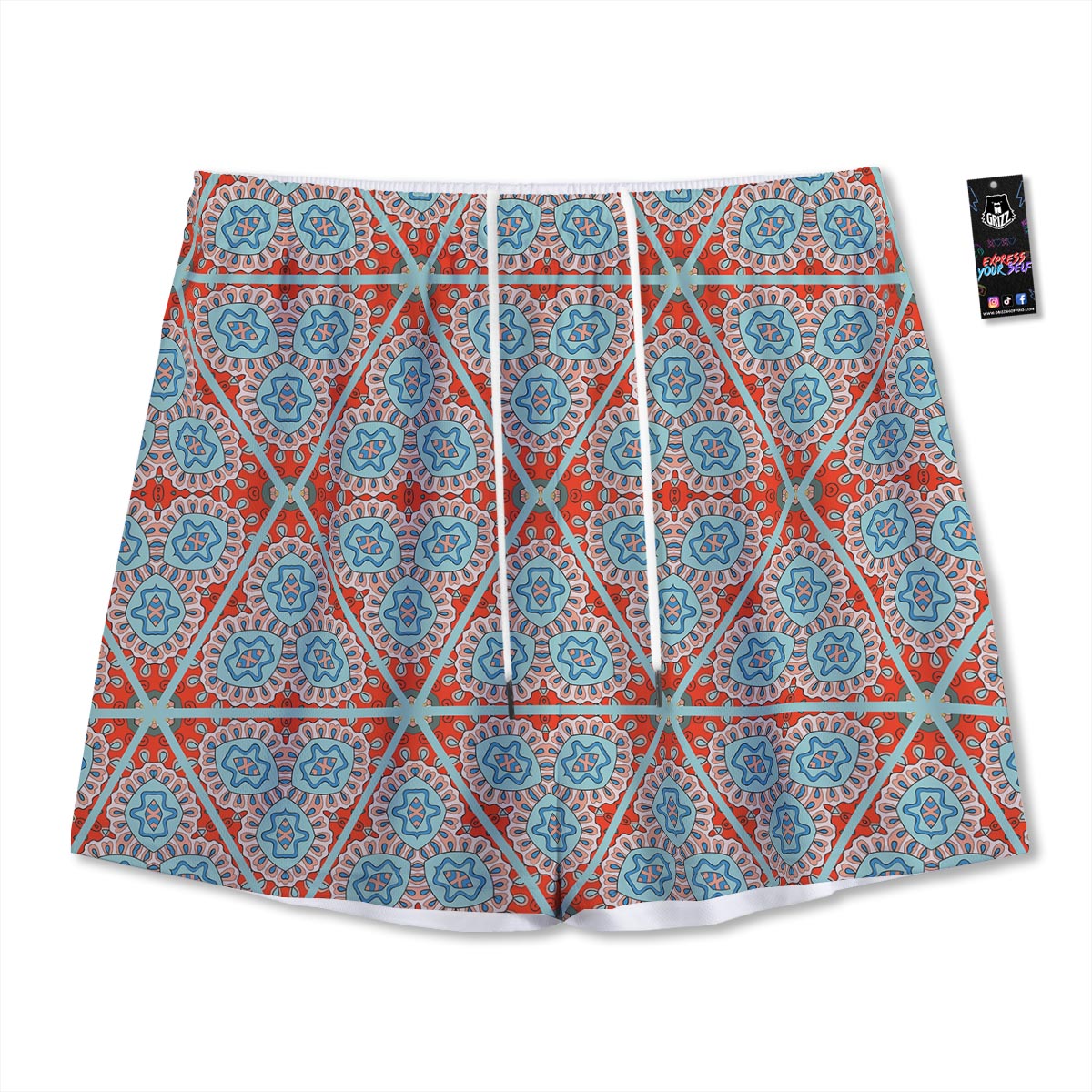 Mandala Triangle Bohemian Print Pattern Mesh Shorts
