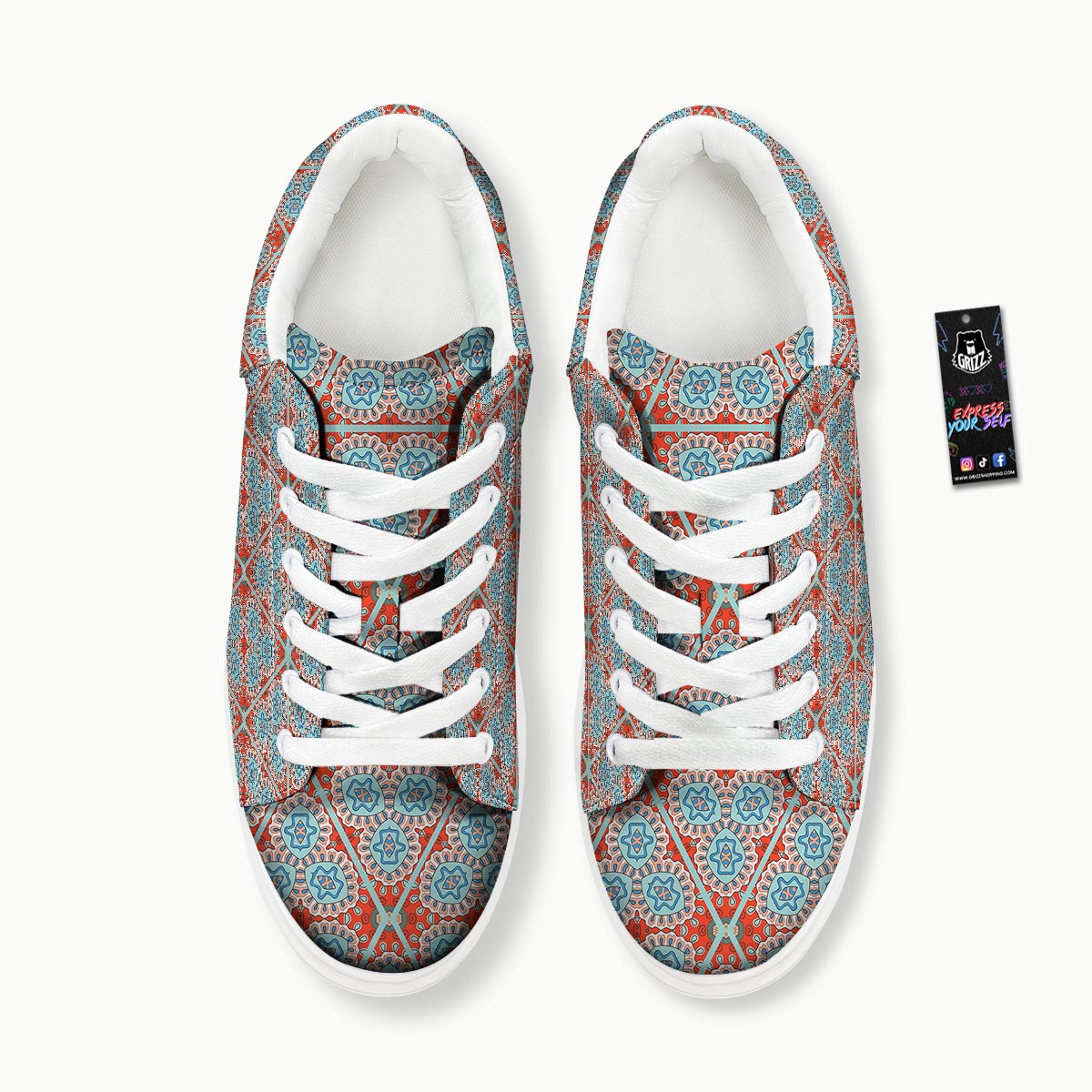 Mandala Triangle Bohemian Print Pattern Platform Shoes-grizzshop