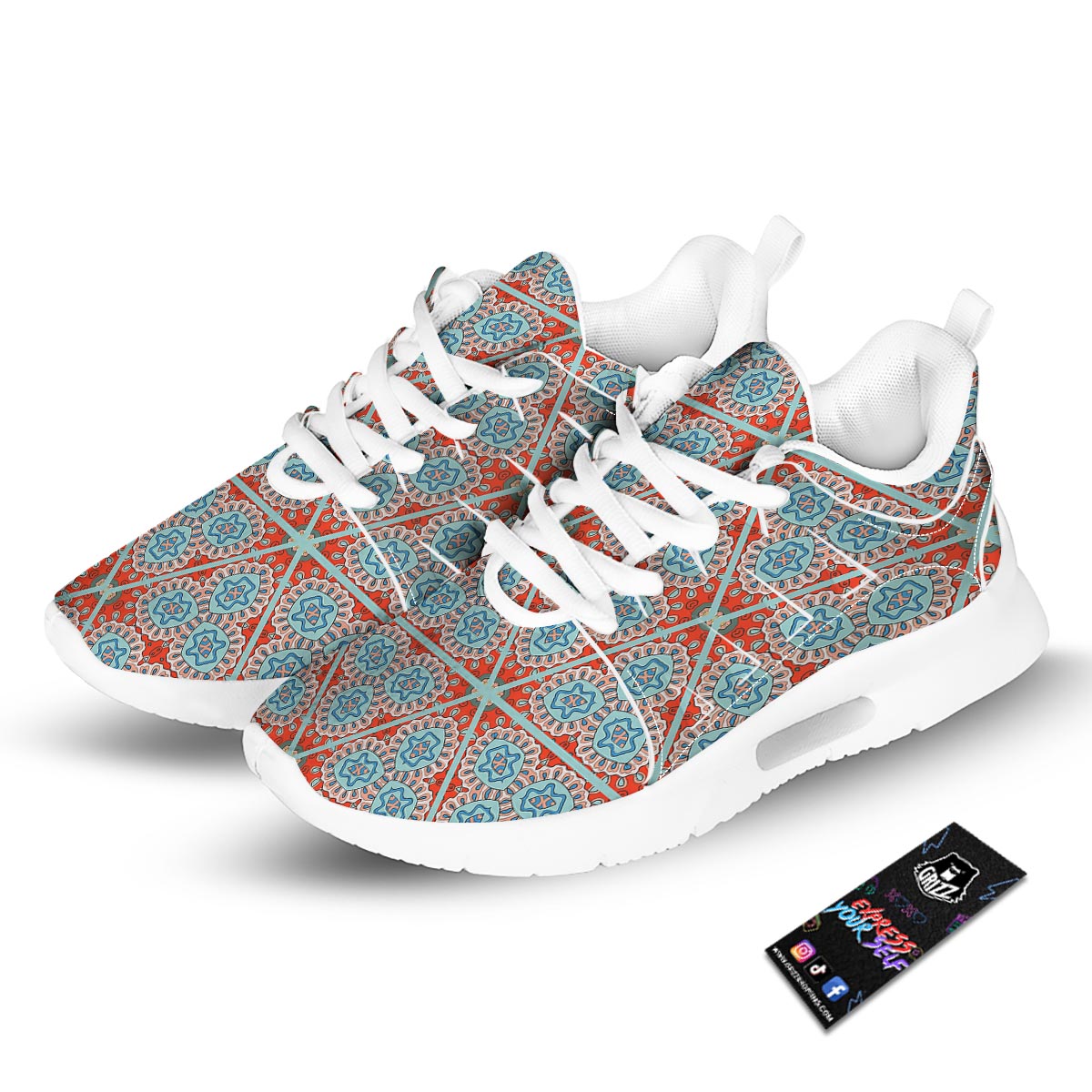 Mandala Triangle Bohemian Print Pattern Tennis Shoes-grizzshop