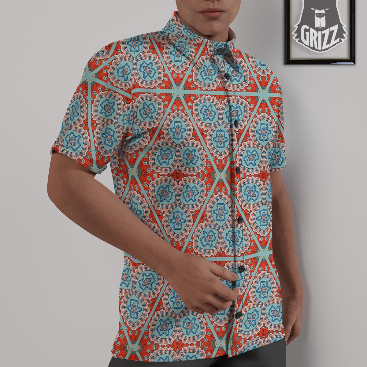Mandala Triangle Bohemian Print Pattern Untucked Shirts-grizzshop