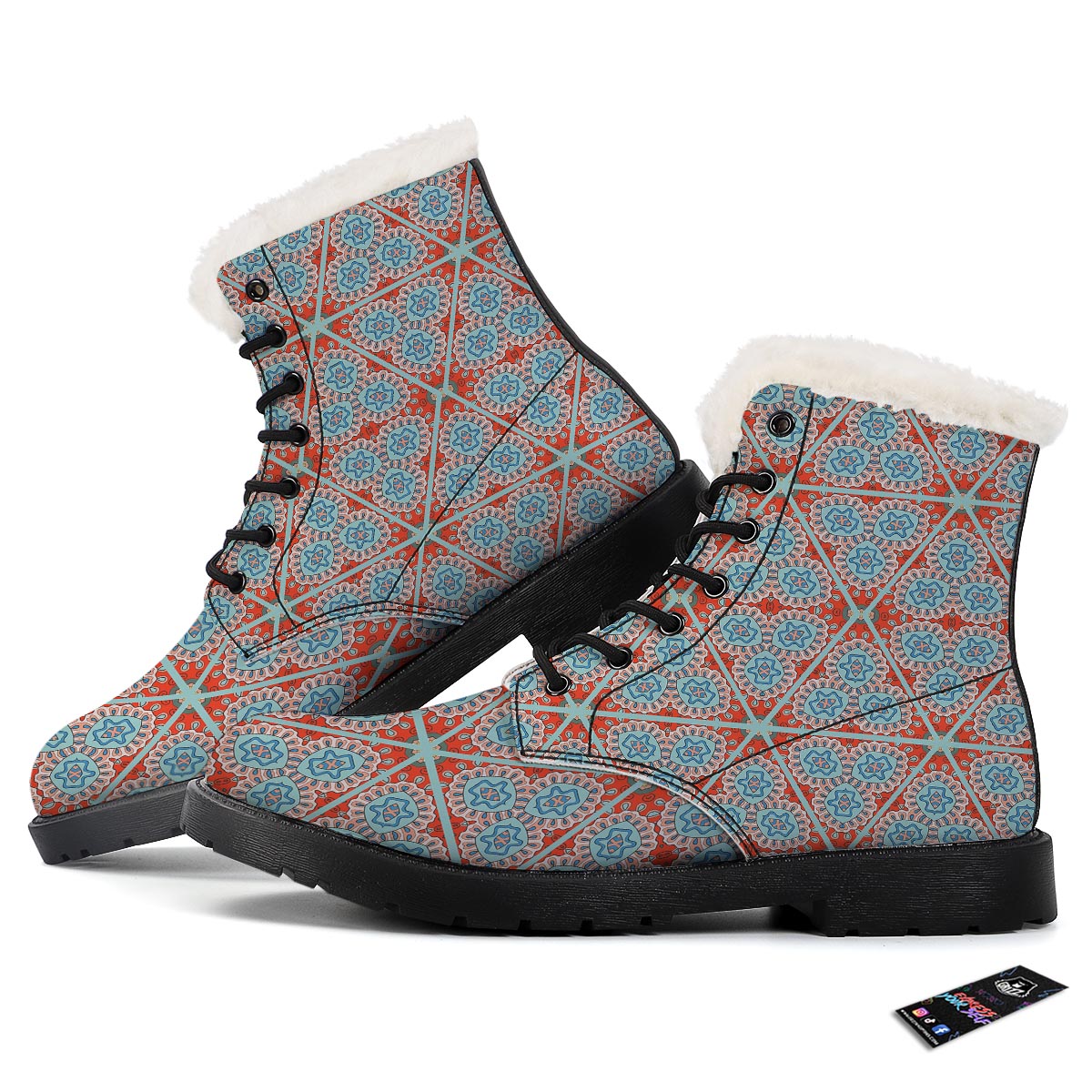Mandala Triangle Bohemian Print Pattern Winter Boots-grizzshop
