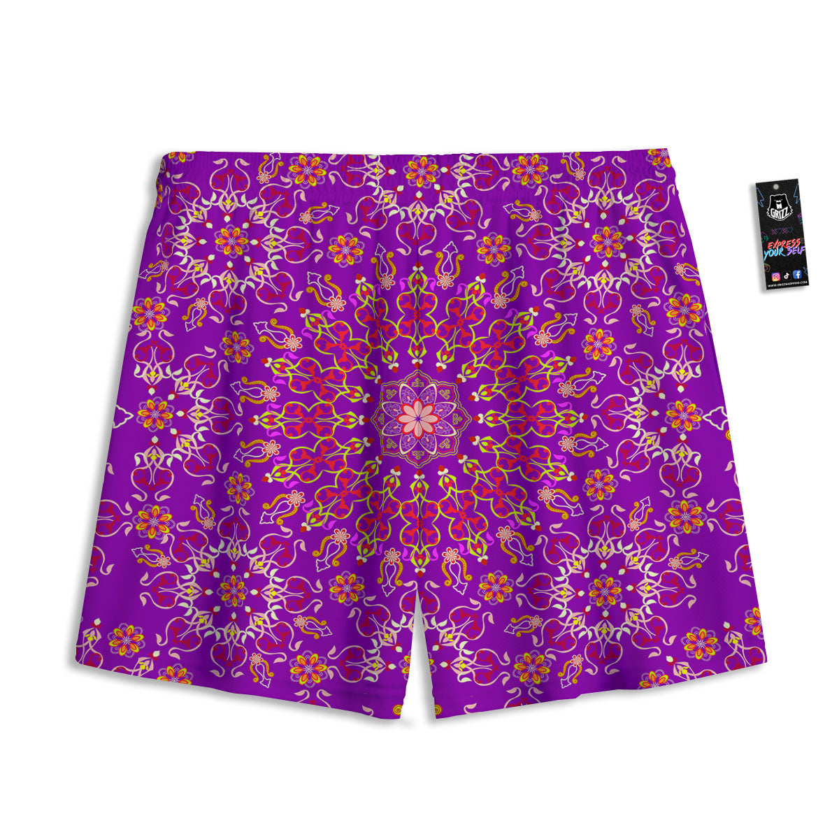 Mandala Trippy Purple Print Mesh Shorts