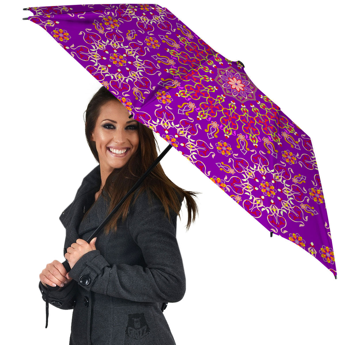 Mandala Trippy Purple Print Umbrella-grizzshop