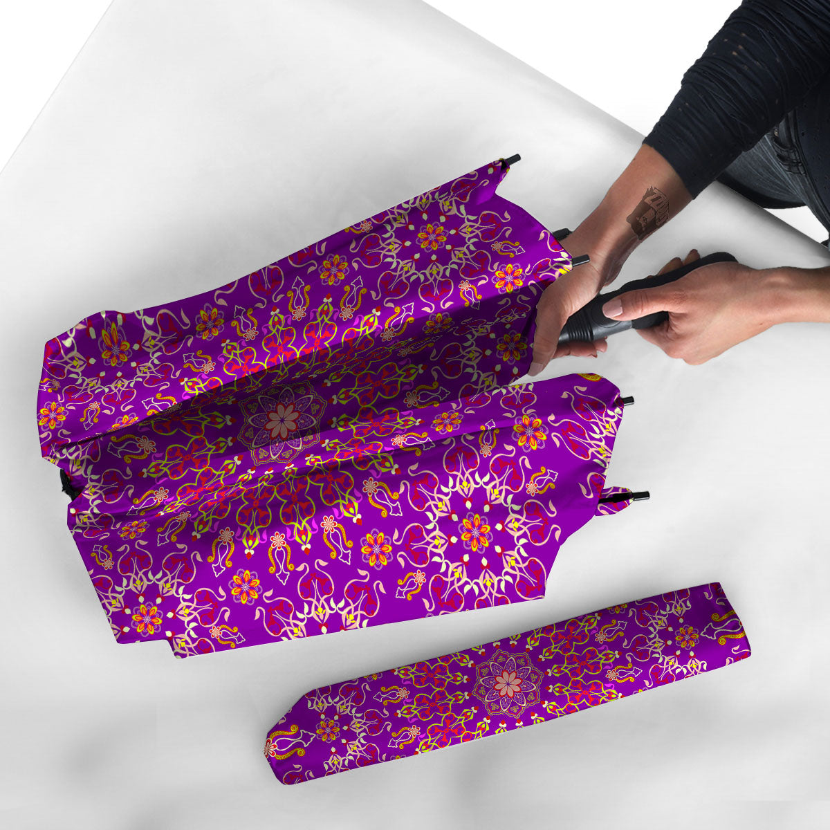 Mandala Trippy Purple Print Umbrella-grizzshop