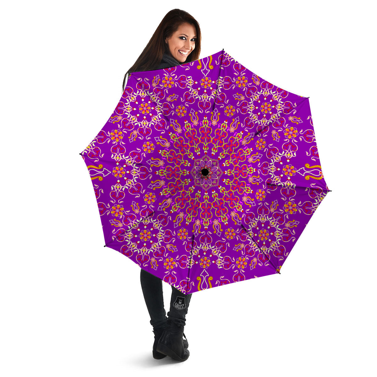 Mandala Trippy Purple Print Umbrella-grizzshop