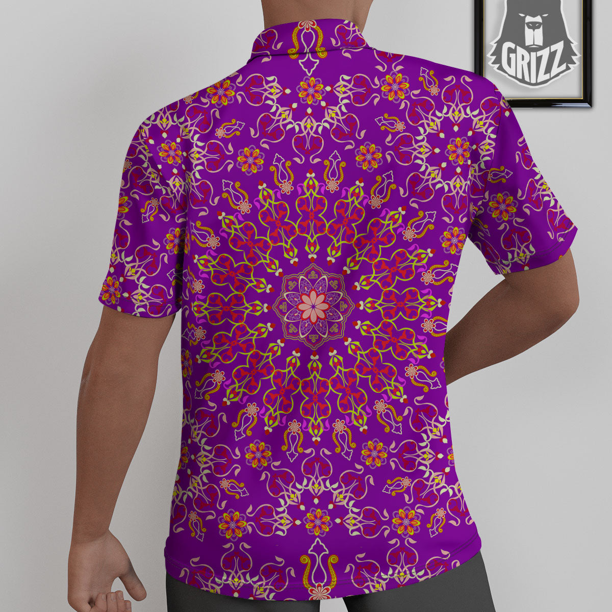 Mandala Trippy Purple Print Untucked Shirts-grizzshop