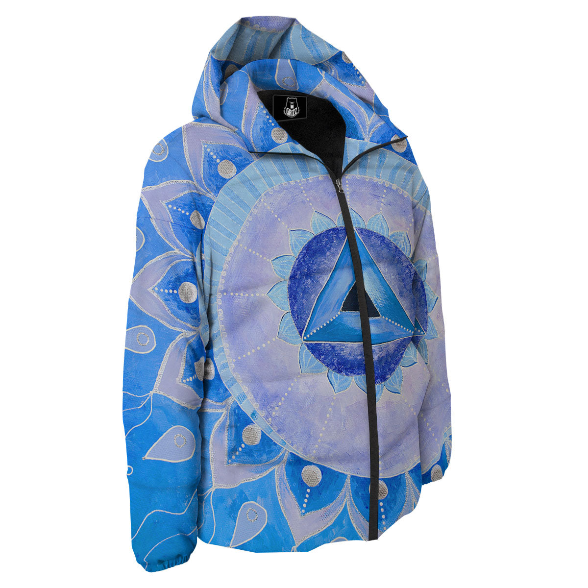 Mandala Vishuddha Chakra Print Down Jacket-grizzshop