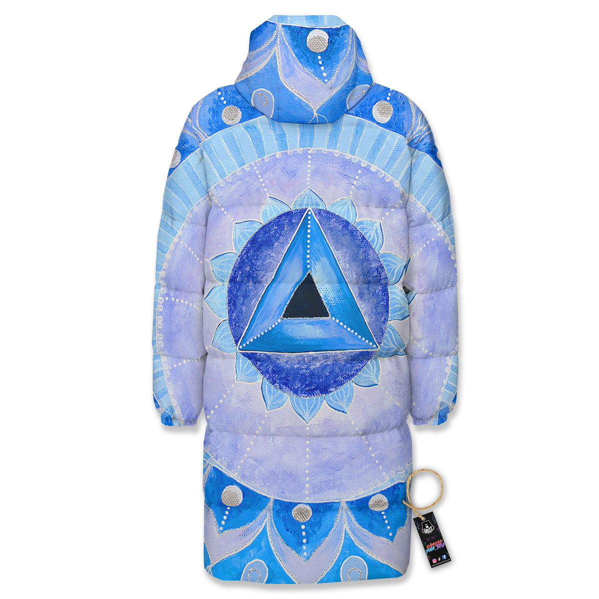 Mandala Vishuddha Chakra Print Long Down Jacket-grizzshop
