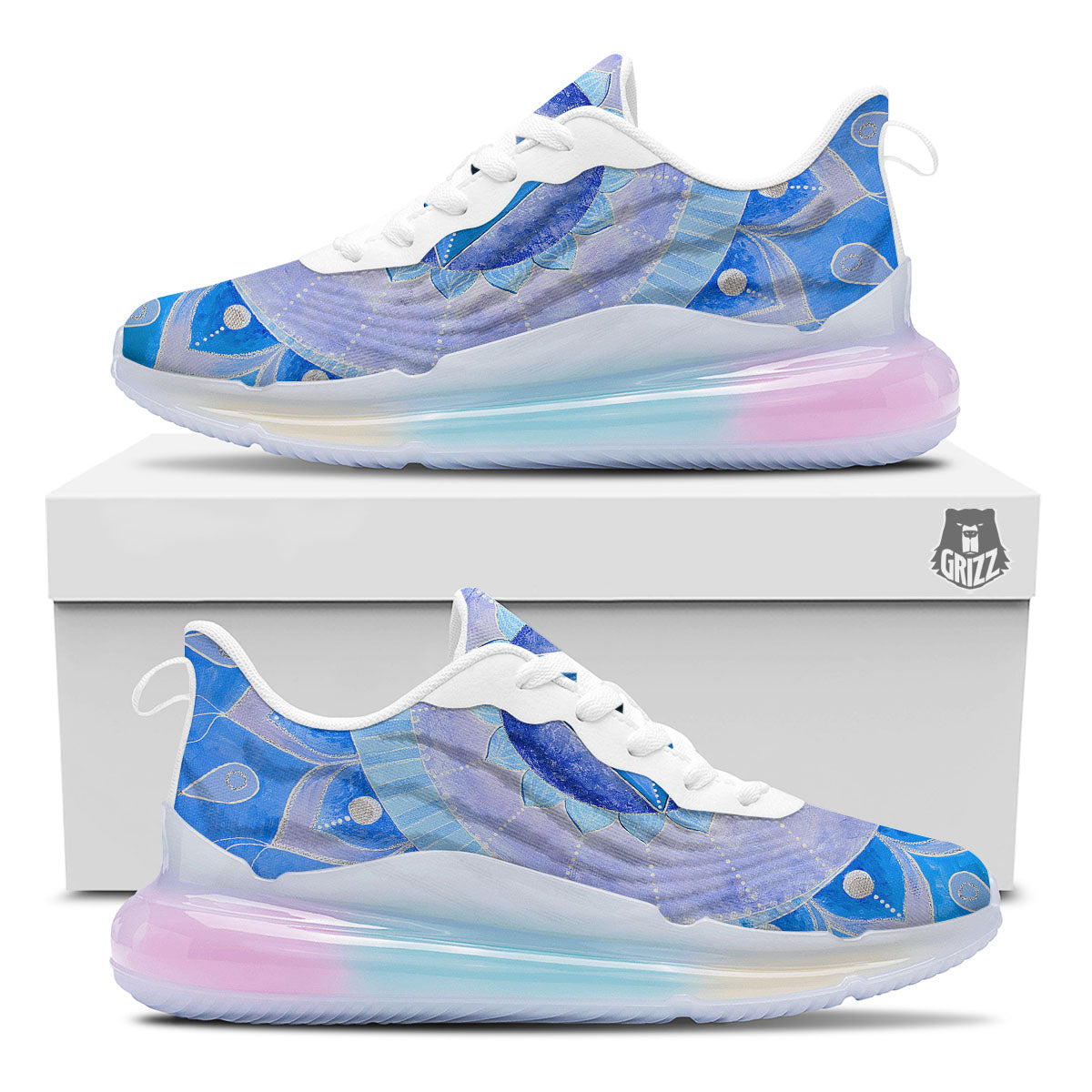 Mandala Vishuddha Chakra Print Running Sneakers-grizzshop