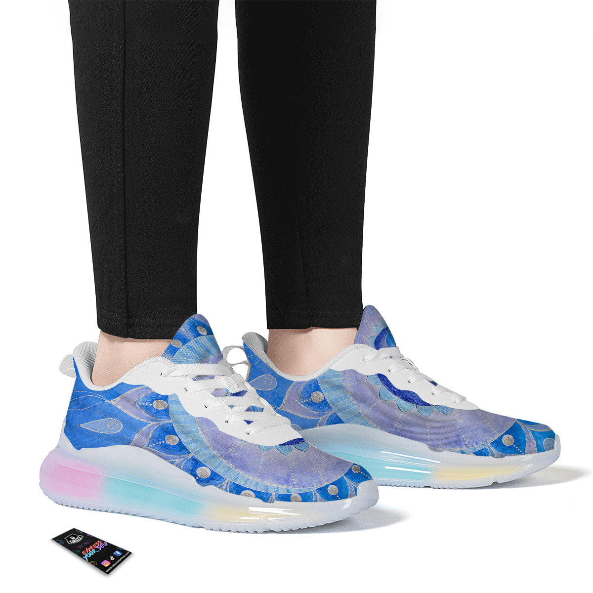 Mandala Vishuddha Chakra Print Running Sneakers-grizzshop