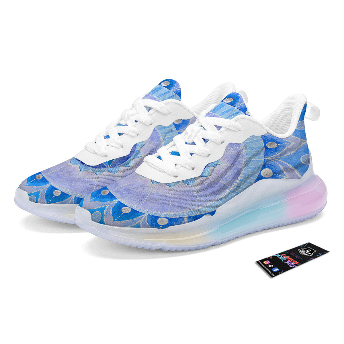 Mandala Vishuddha Chakra Print Running Sneakers-grizzshop