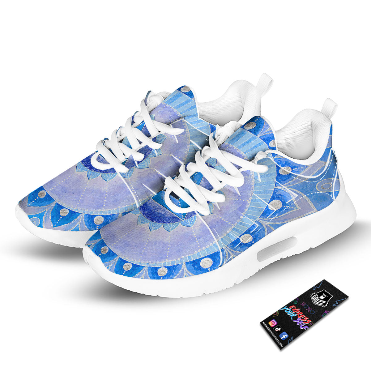 Mandala Vishuddha Chakra Print Tennis Shoes-grizzshop