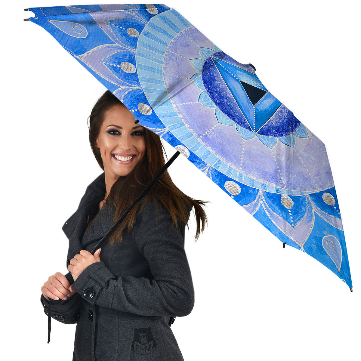 Mandala Vishuddha Chakra Print Umbrella-grizzshop