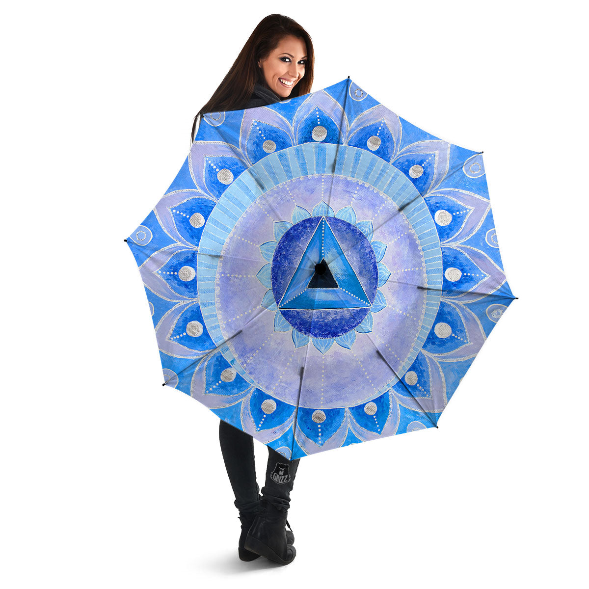 Mandala Vishuddha Chakra Print Umbrella-grizzshop