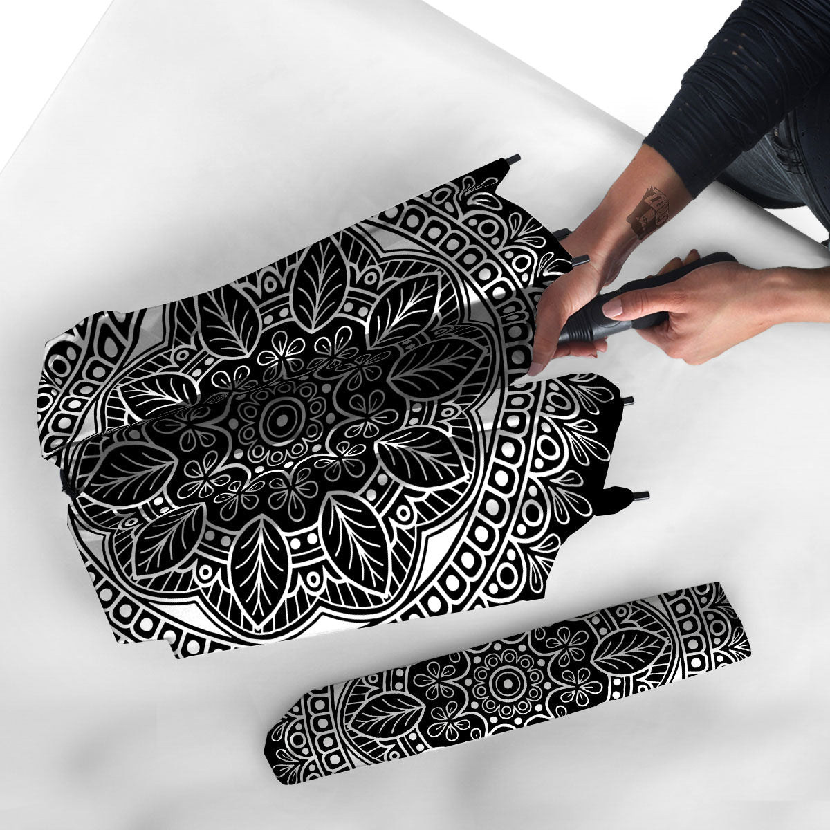 Mandala White And Black Print Umbrella-grizzshop