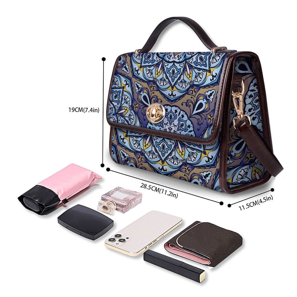 Mandala Blue And Purple Print Women's Satchel Bag