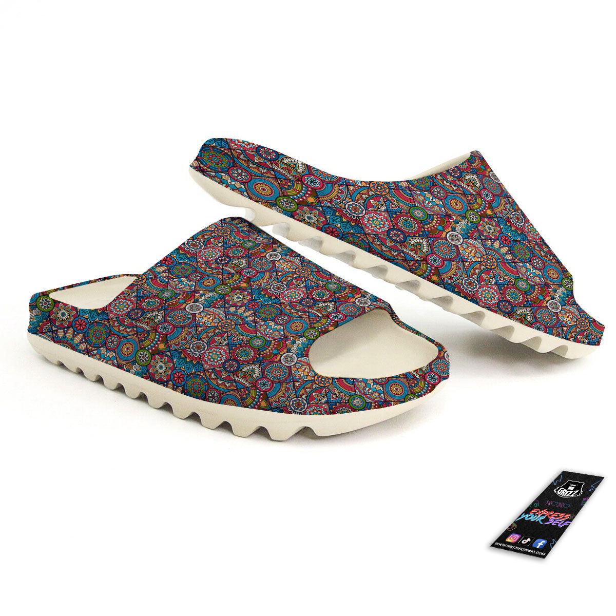 Mandala Bohemian Colorful Print Pattern Sandals-grizzshop