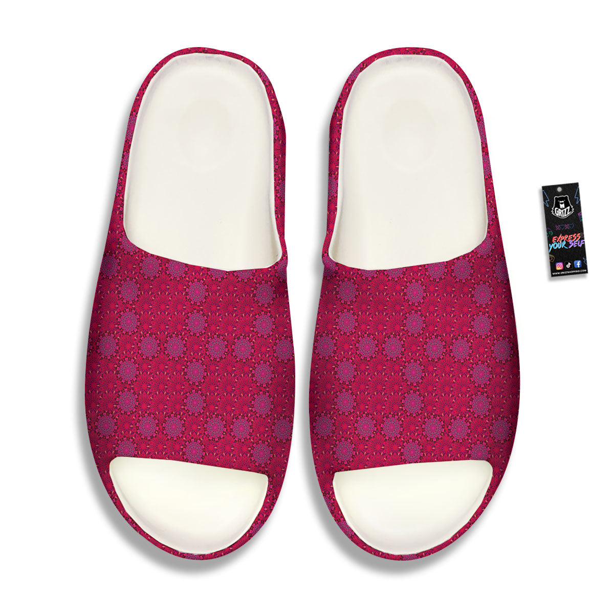 Mandala Bohemian Magenta Print Pattern Sandals-grizzshop