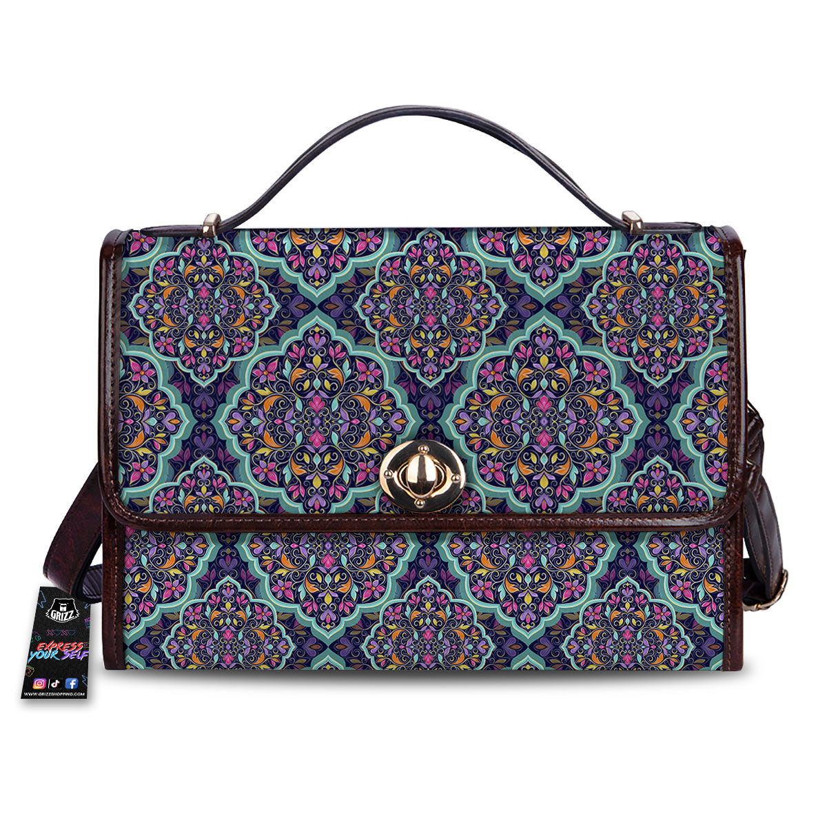 Mandala Bohemian Purple Print Pattern Women's Satchel Bag