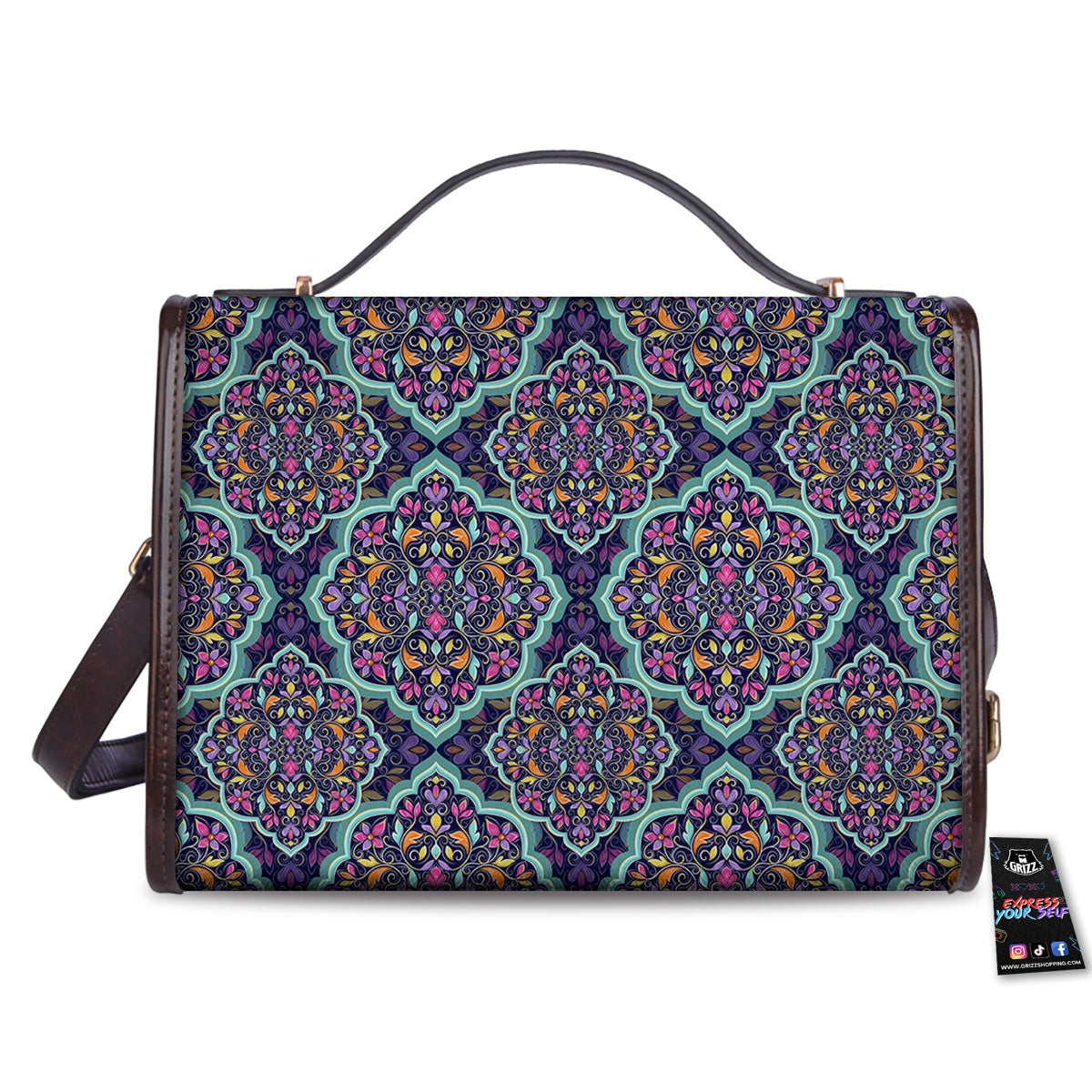 Mandala Bohemian Purple Print Pattern Women's Satchel Bag