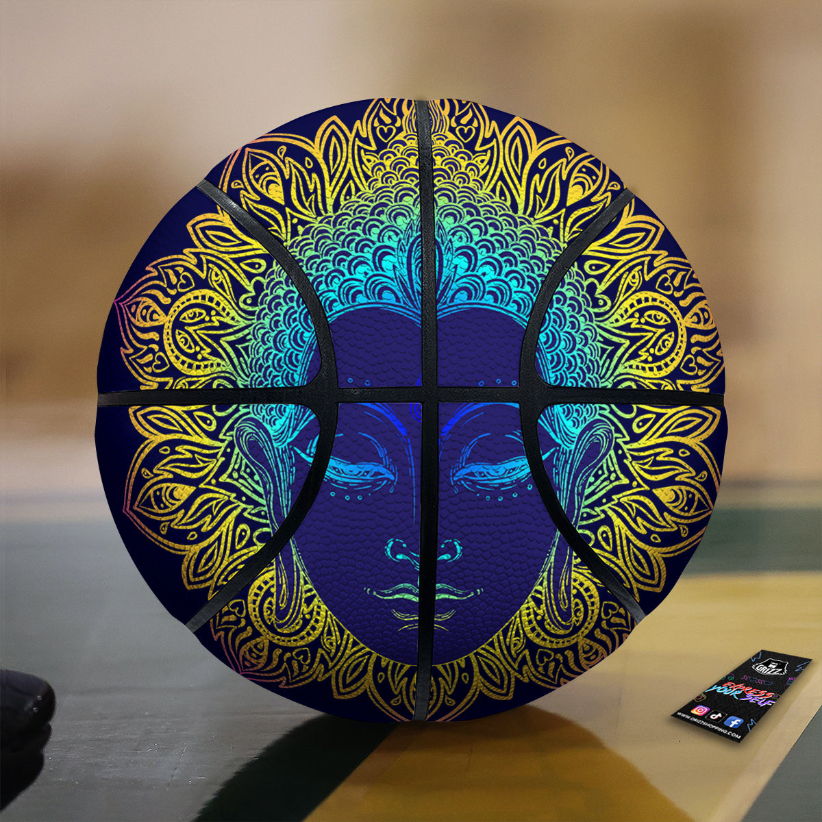 Mandala Buddha Colorful Print Basketball