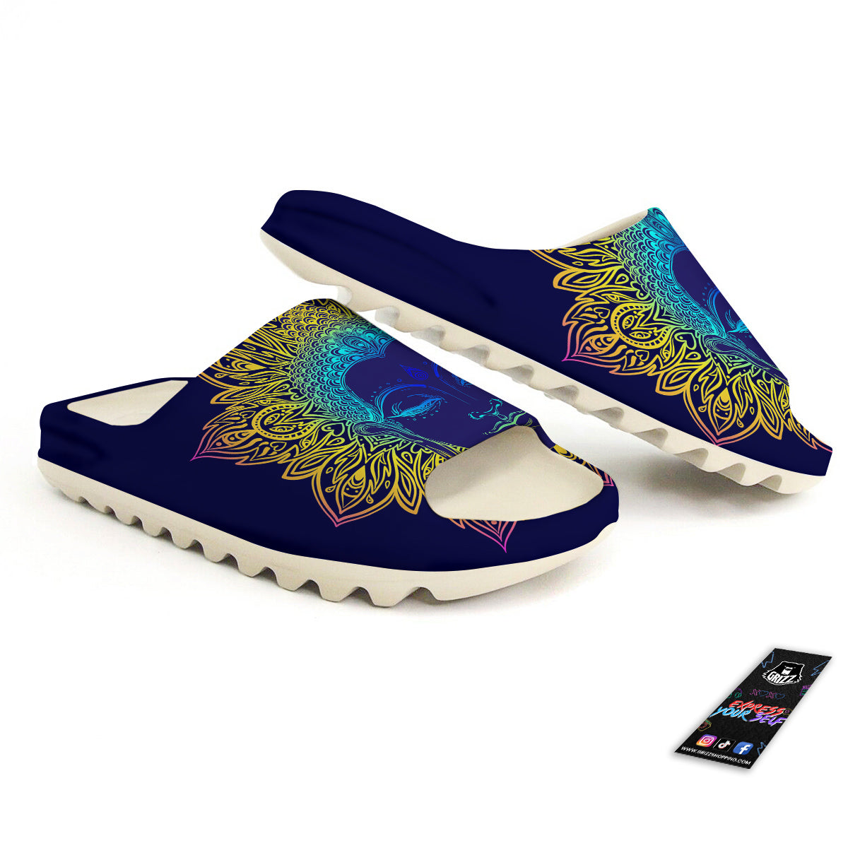 Mandala Buddha Colorful Print Sandals-grizzshop