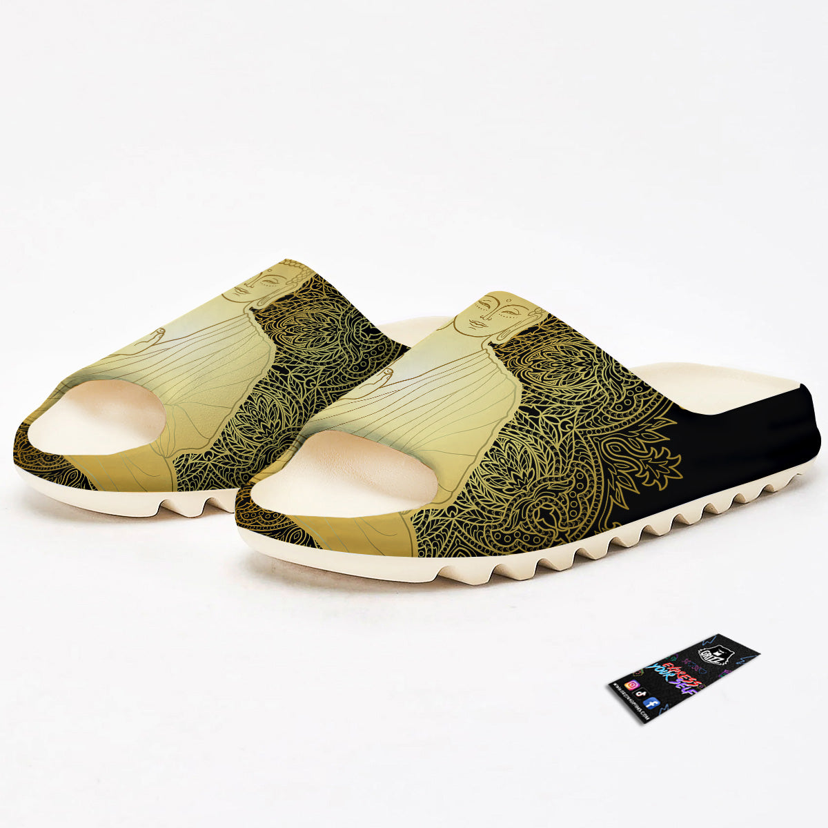 Mandala Buddha Statue Print Sandals-grizzshop