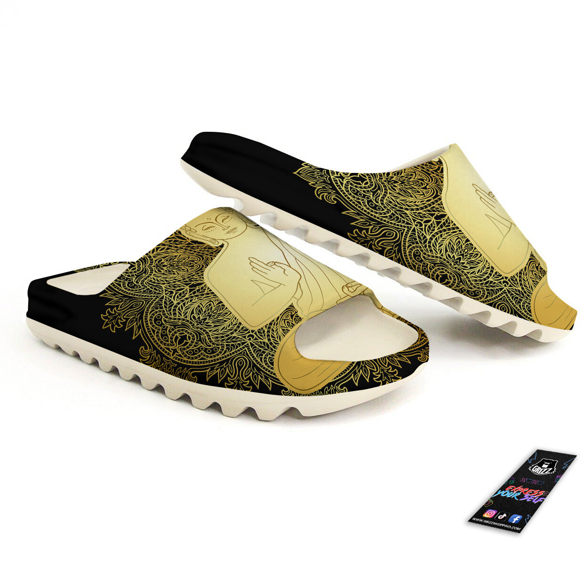 Mandala Buddha Statue Print Sandals-grizzshop