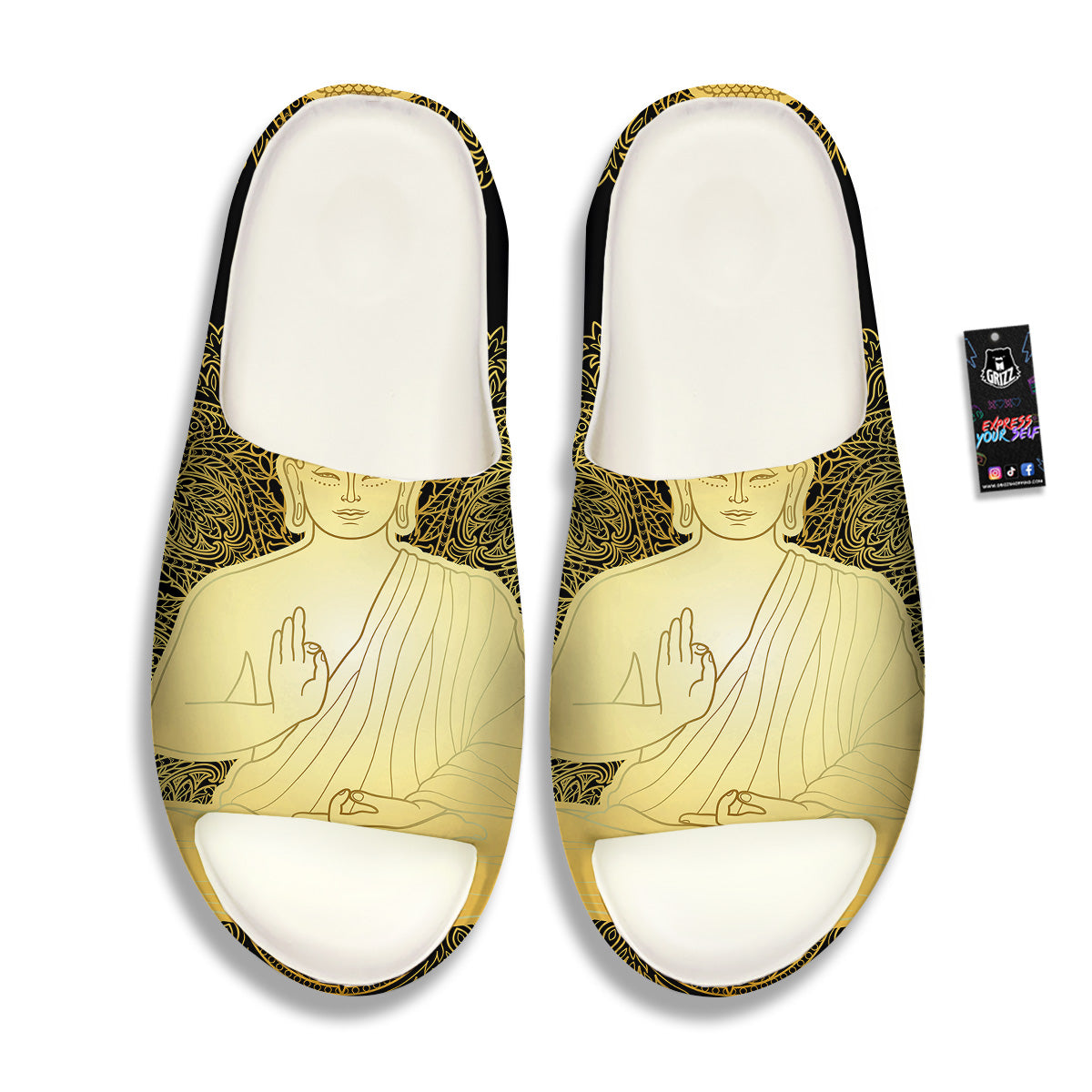 Mandala Buddha Statue Print Sandals-grizzshop
