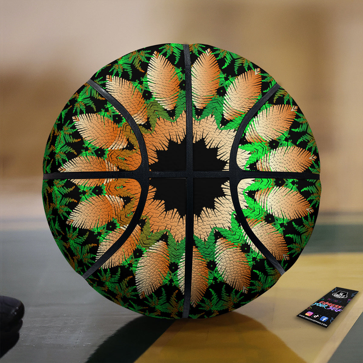 Mandala Cannabis Leaf Print Basketball