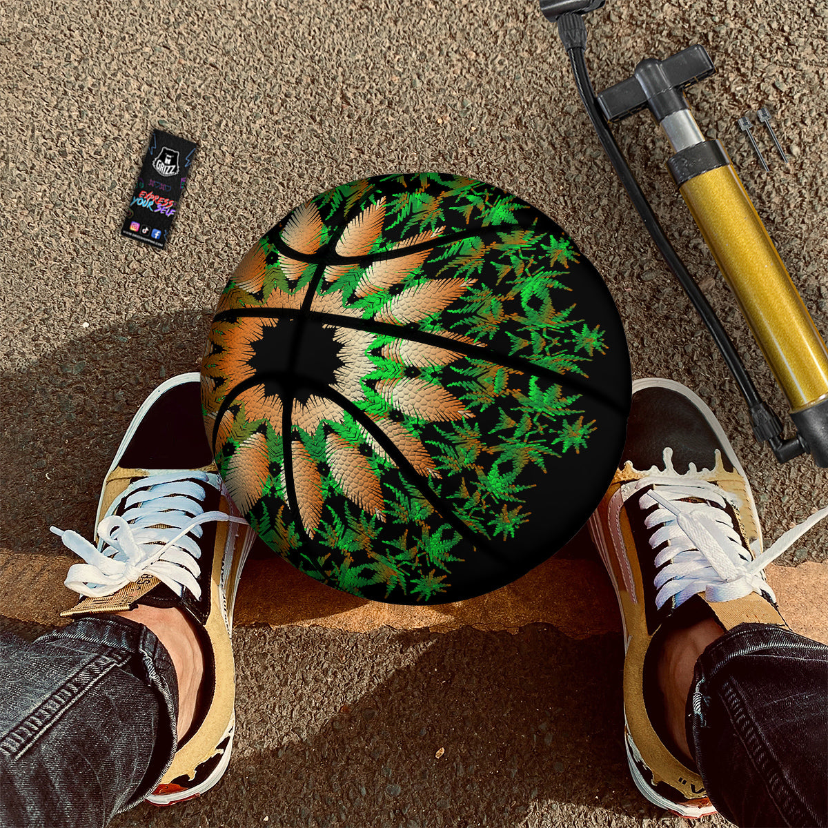 Mandala Cannabis Leaf Print Basketball