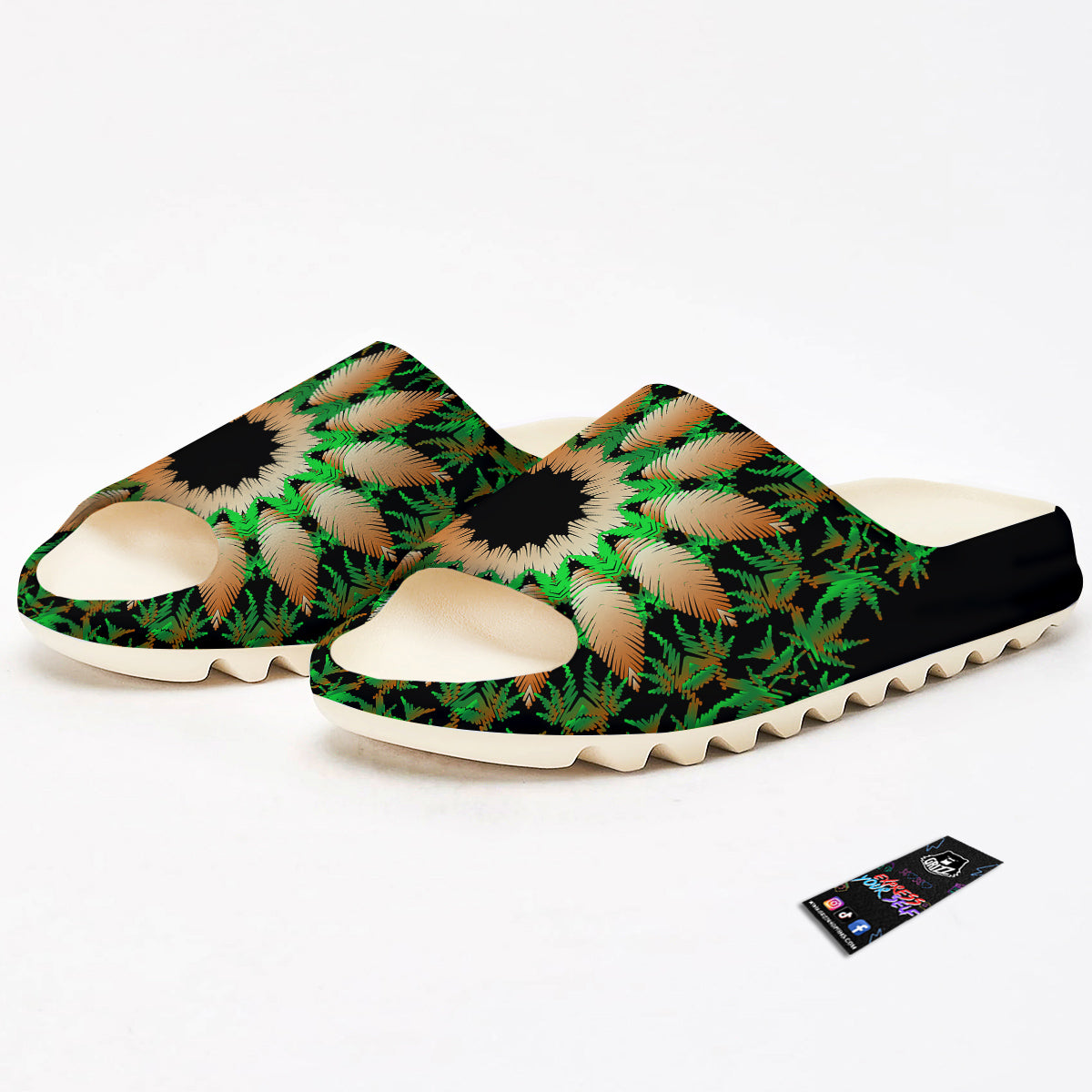 Mandala Cannabis Leaf Print Sandals-grizzshop