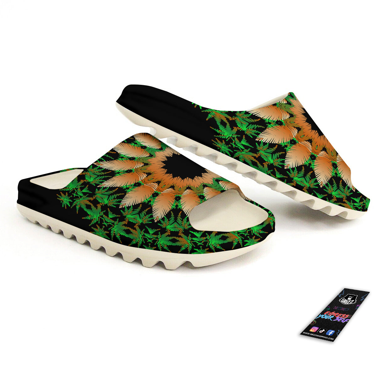 Mandala Cannabis Leaf Print Sandals-grizzshop