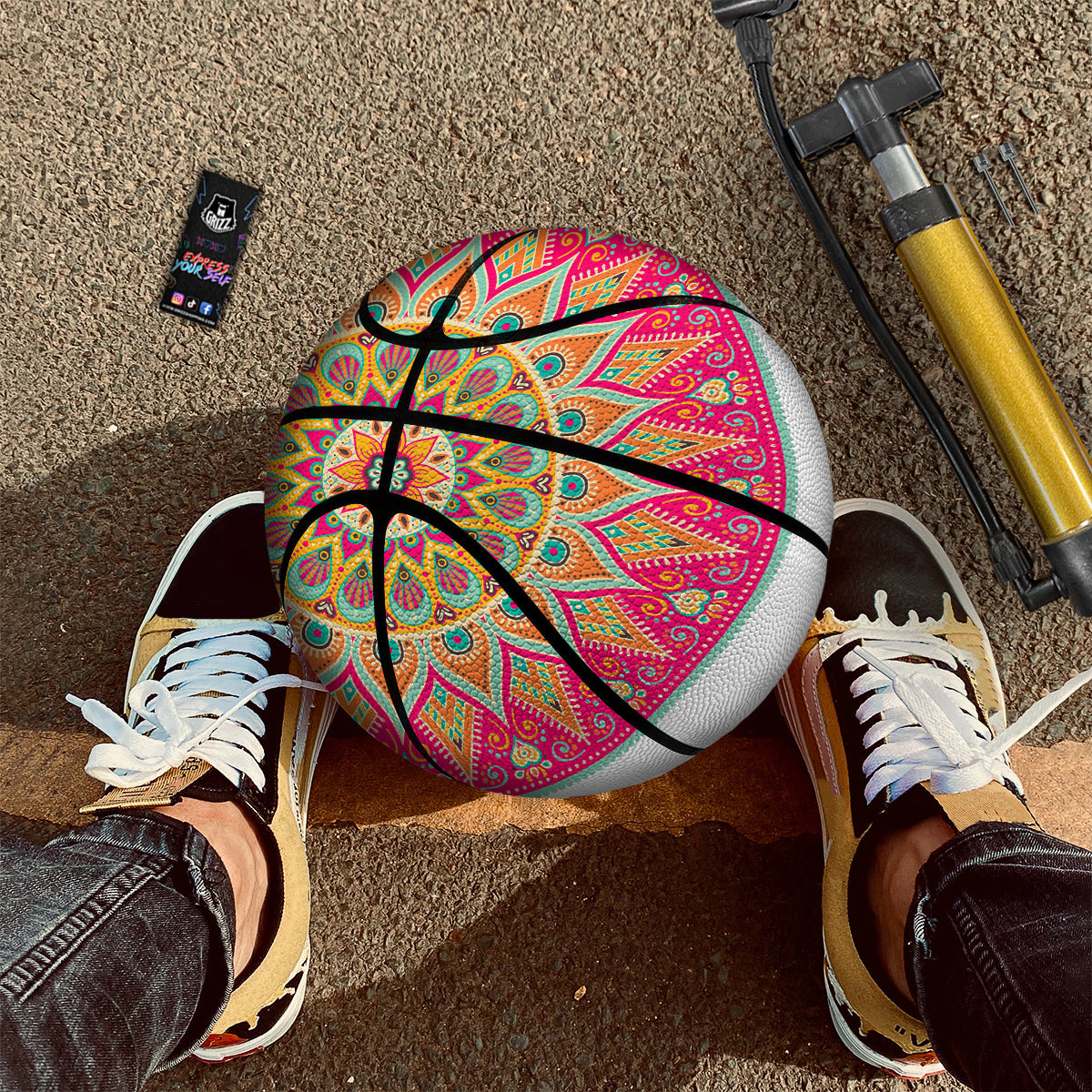 Mandala Circle Colorful Print Basketball