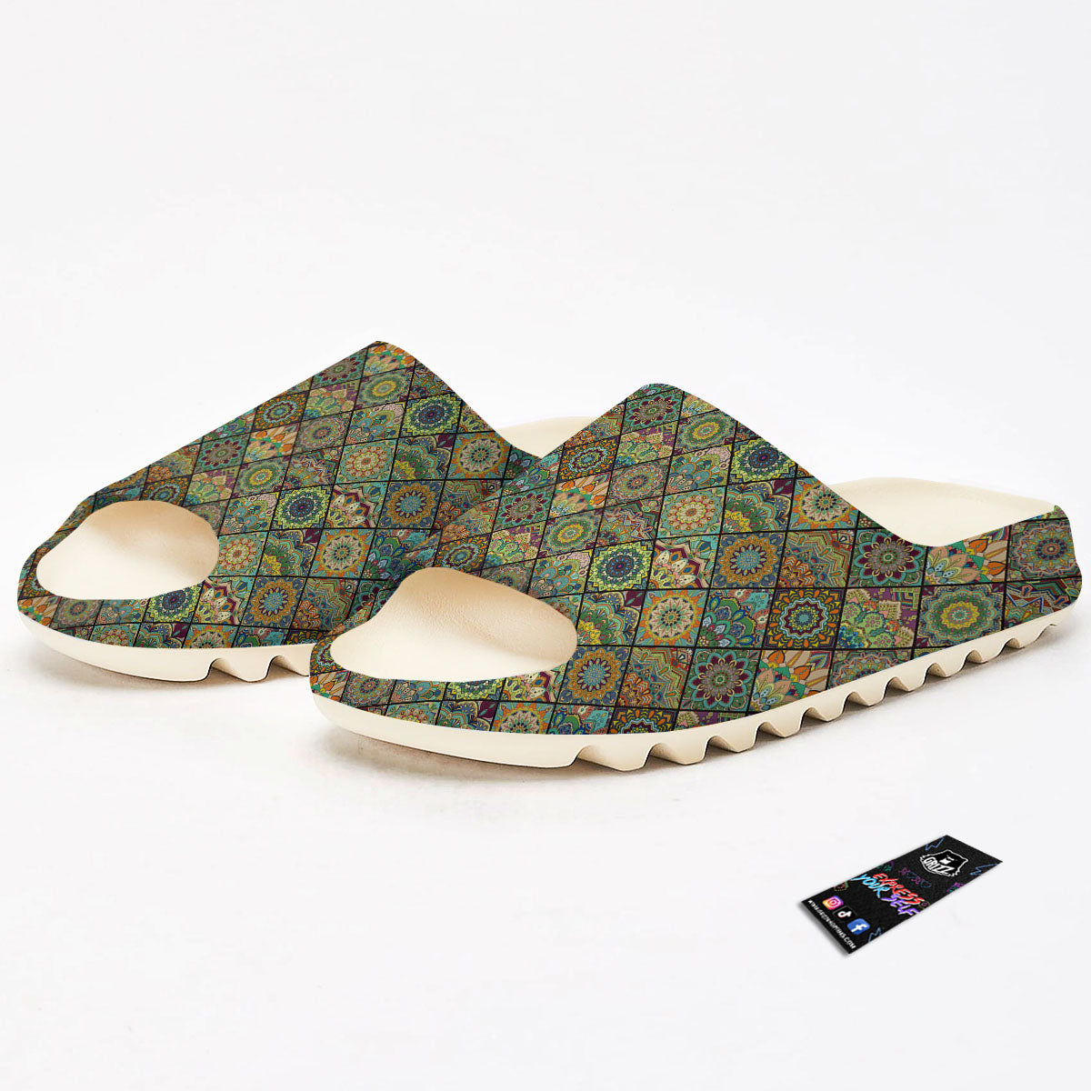 Mandala Patchwork Oval Bohemian Print Pattern Sandals-grizzshop