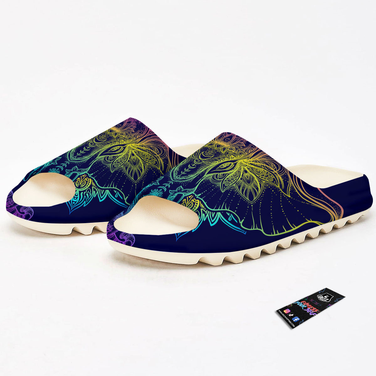 Mandala Spiritual Elephant Print Sandals-grizzshop