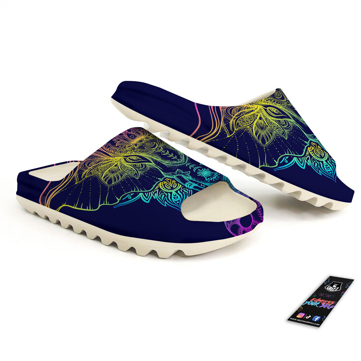 Mandala Spiritual Elephant Print Sandals-grizzshop