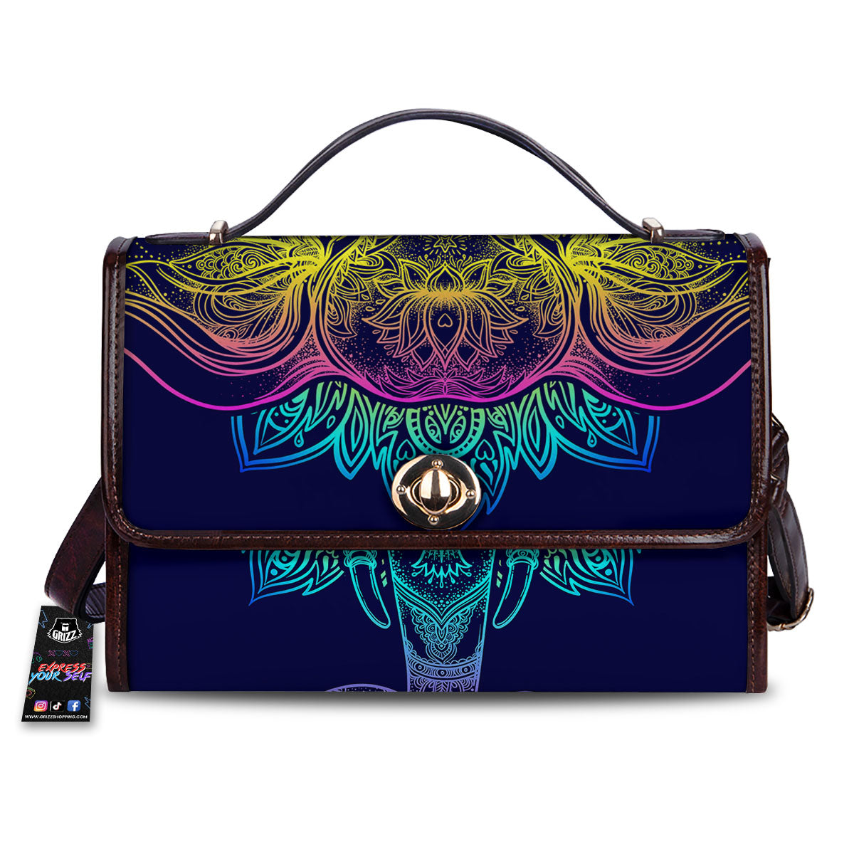 Mandala Spiritual Elephant Print Women's Satchel Bag