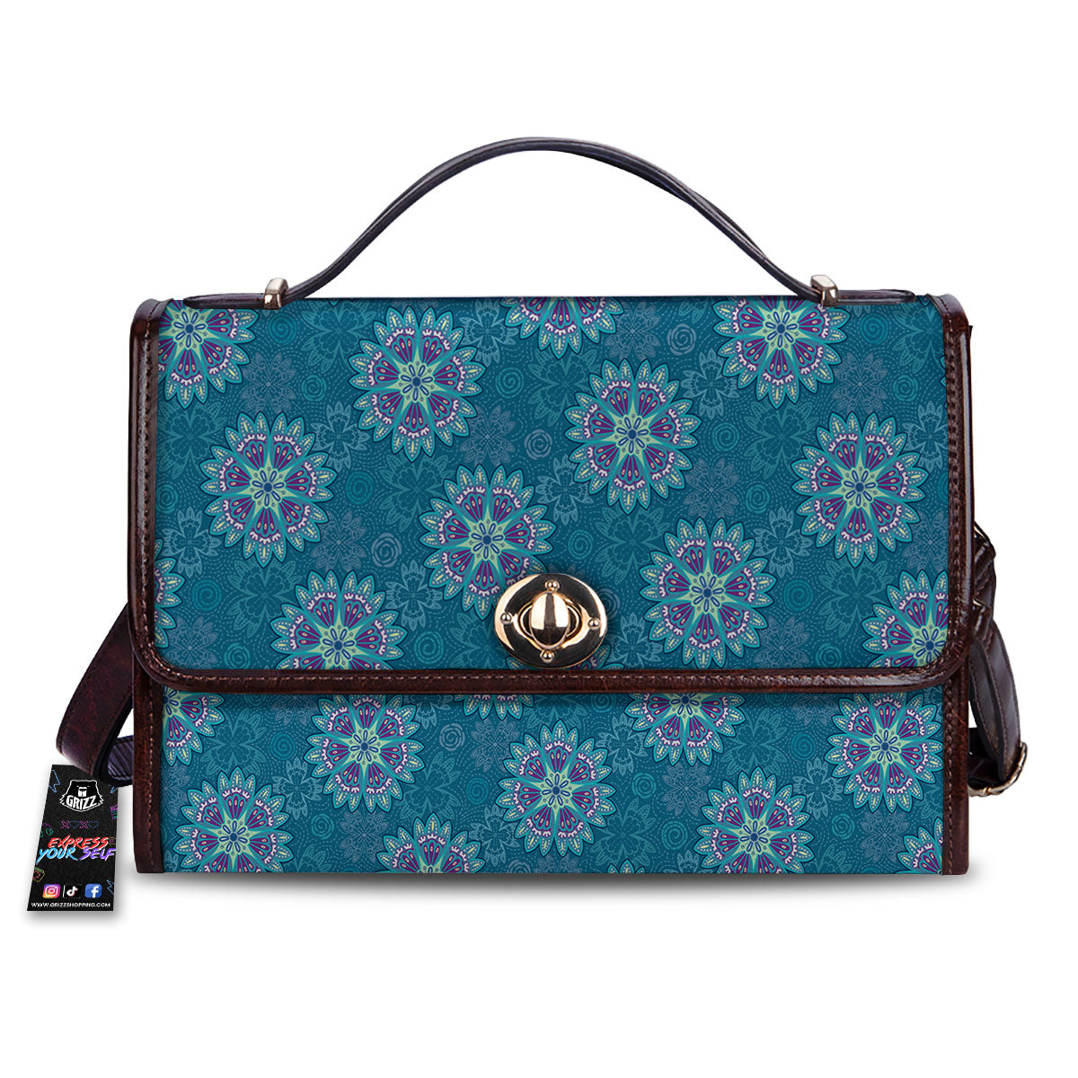 Mandala Teal And Purple Print Pattern Women's Satchel Bag