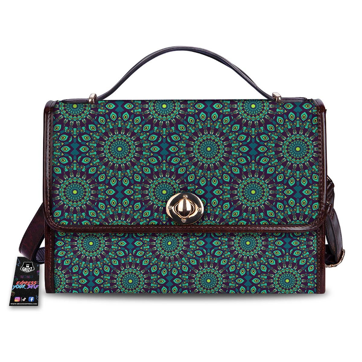 Mandala Teal Bohemian Print Pattern Women's Satchel Bag