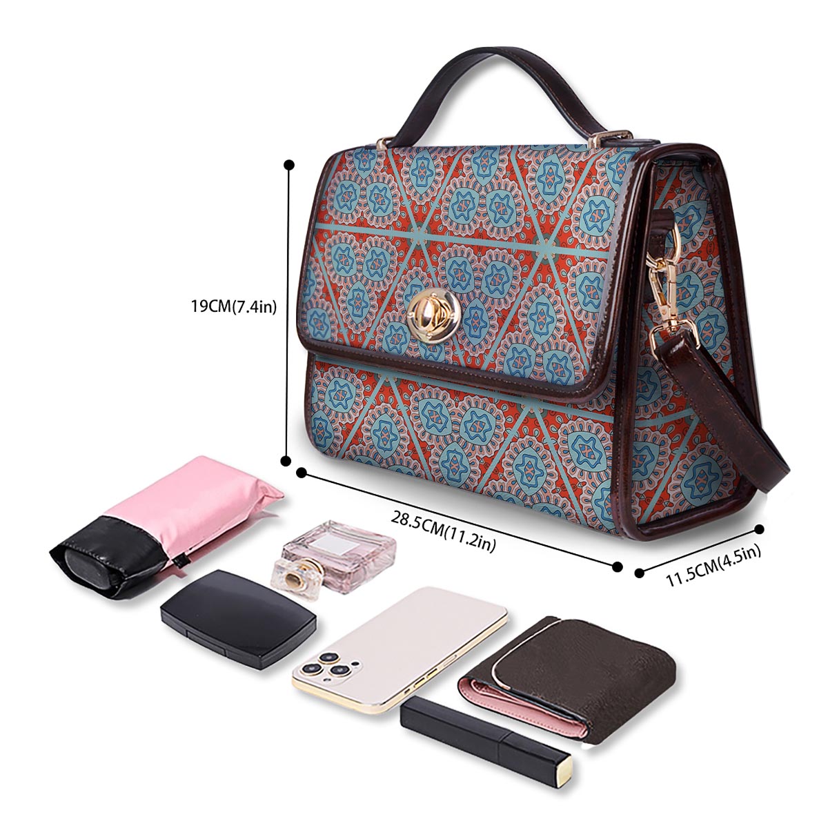 Mandala Triangle Bohemian Print Pattern Women's Satchel Bag