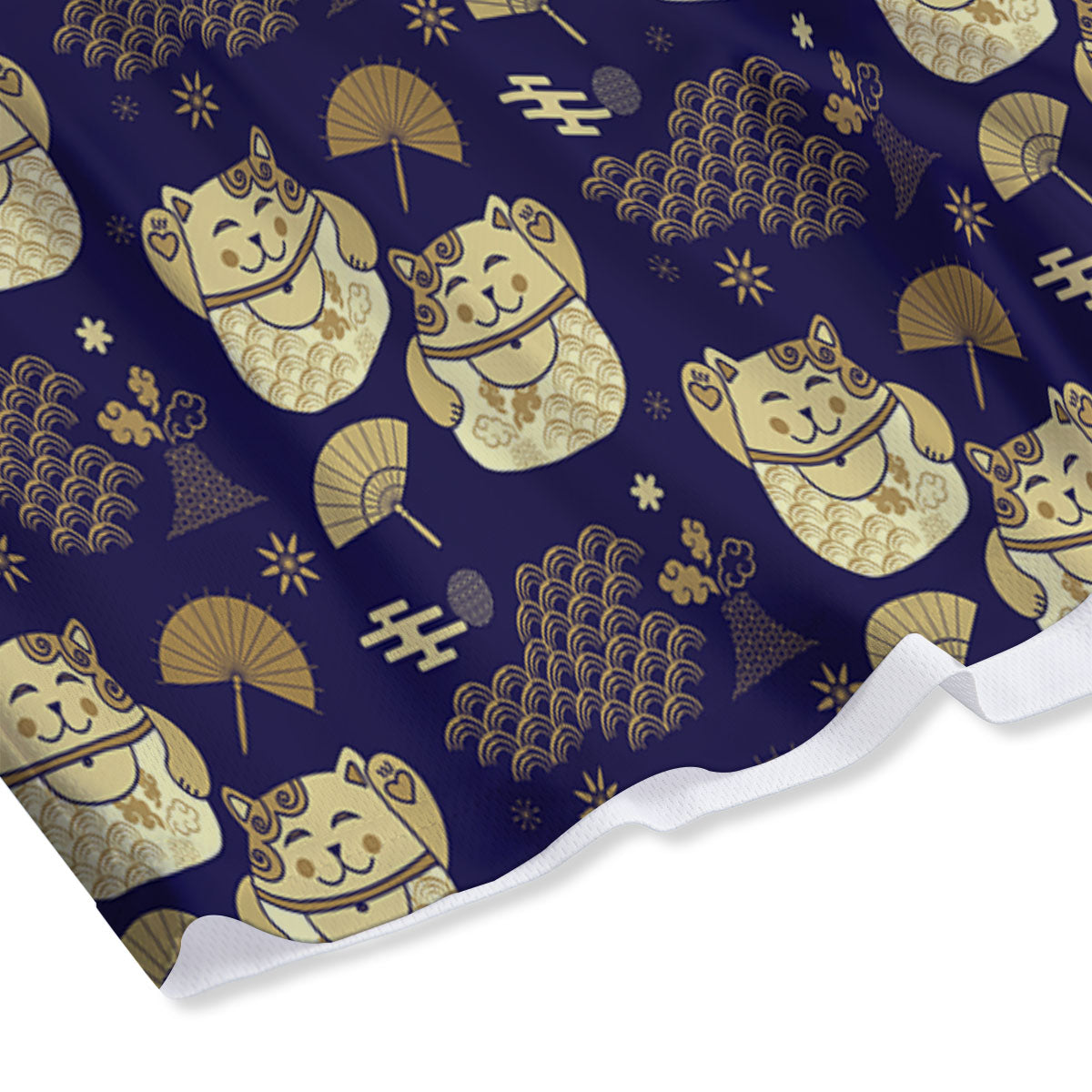 Maneki Neko Cat Japanese Print Pattern Mesh Shorts