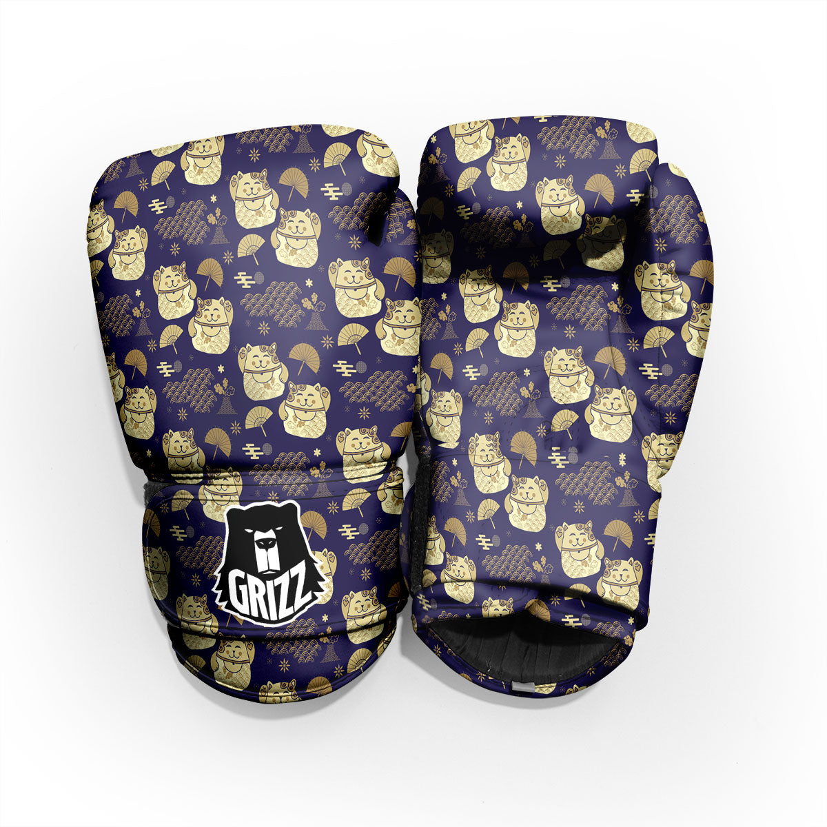 Maneki Neko Cat Japanese Print Pattern Pro Boxing Glove