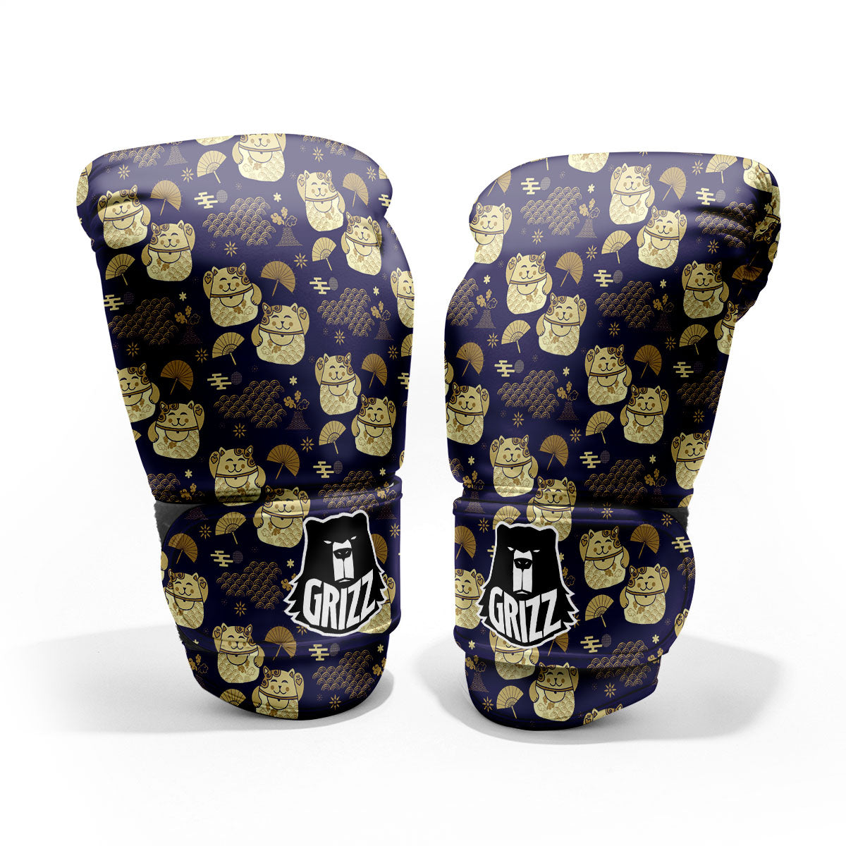 Maneki Neko Cat Japanese Print Pattern Pro Boxing Glove