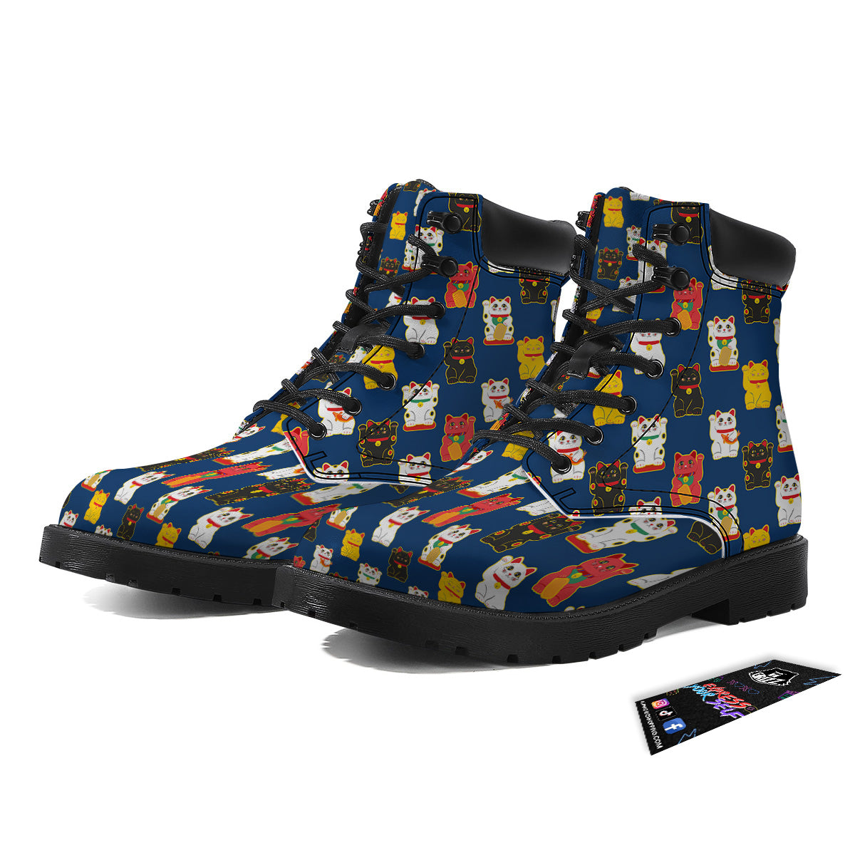 Maneki Neko Colorful Print Pattern Boots-grizzshop