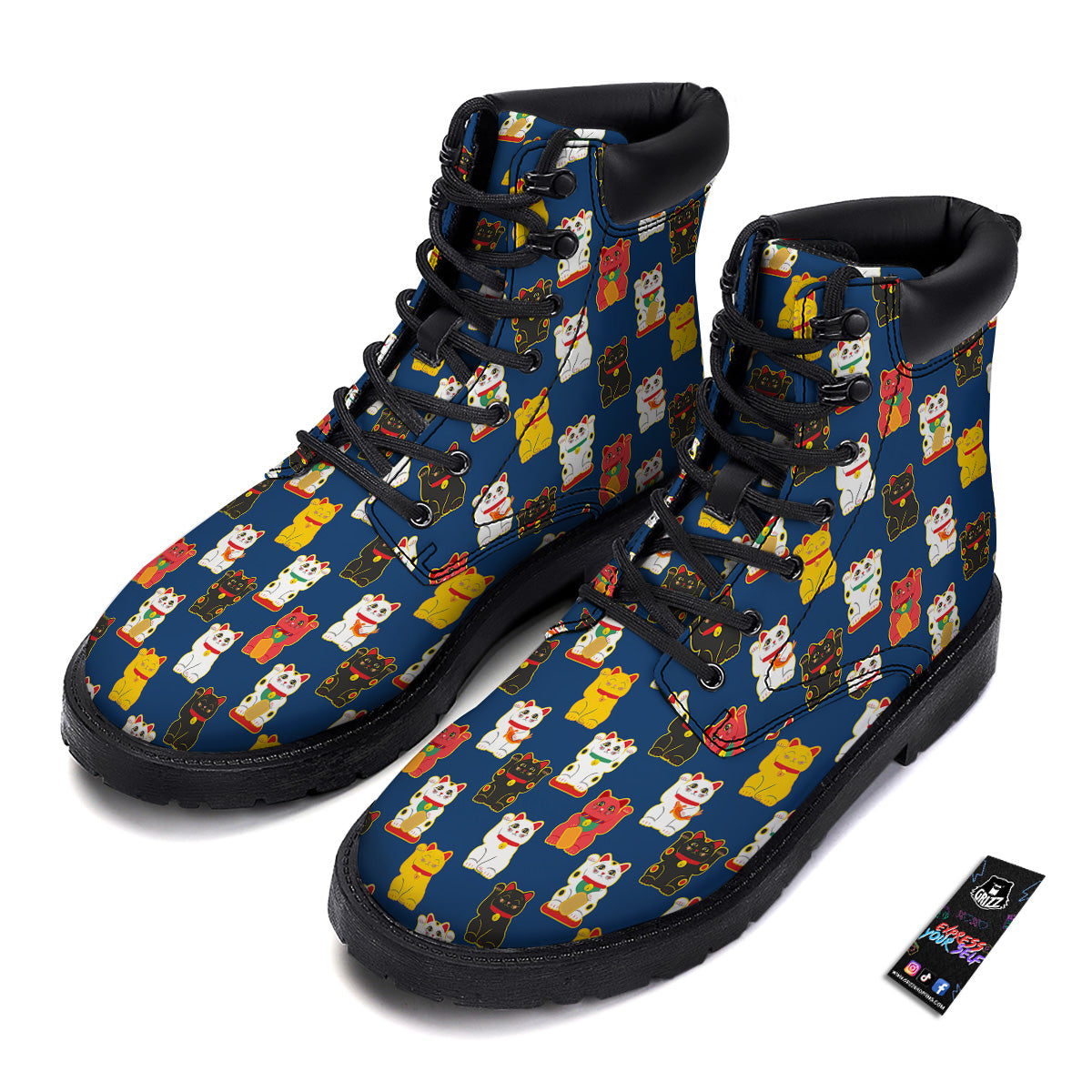 Maneki Neko Colorful Print Pattern Boots-grizzshop
