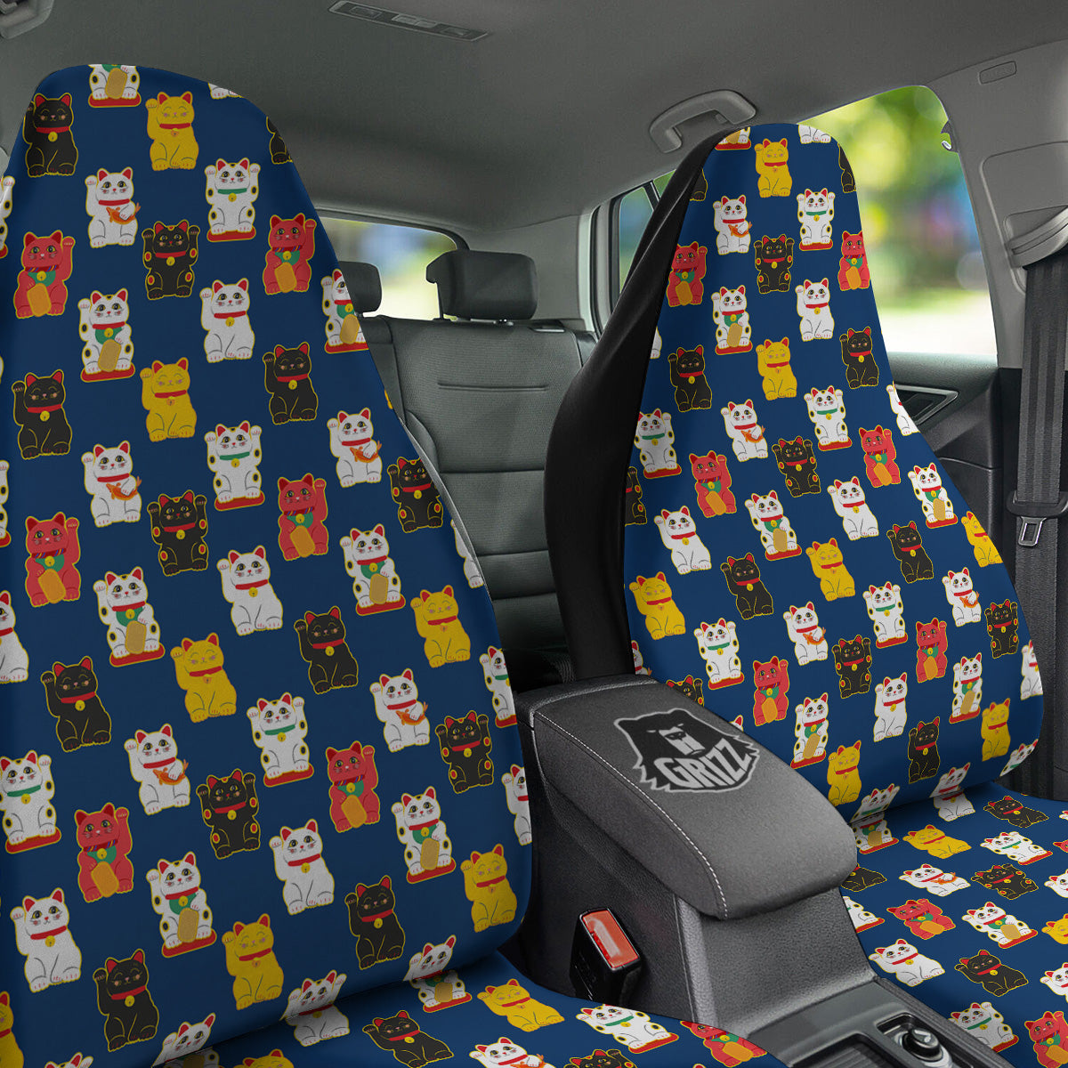 Maneki Neko Colorful Print Pattern Car Seat Covers-grizzshop