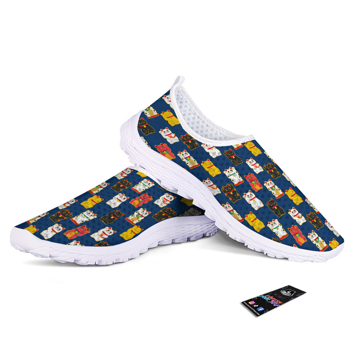 Maneki Neko Colorful Print Pattern Nurse Shoes-grizzshop