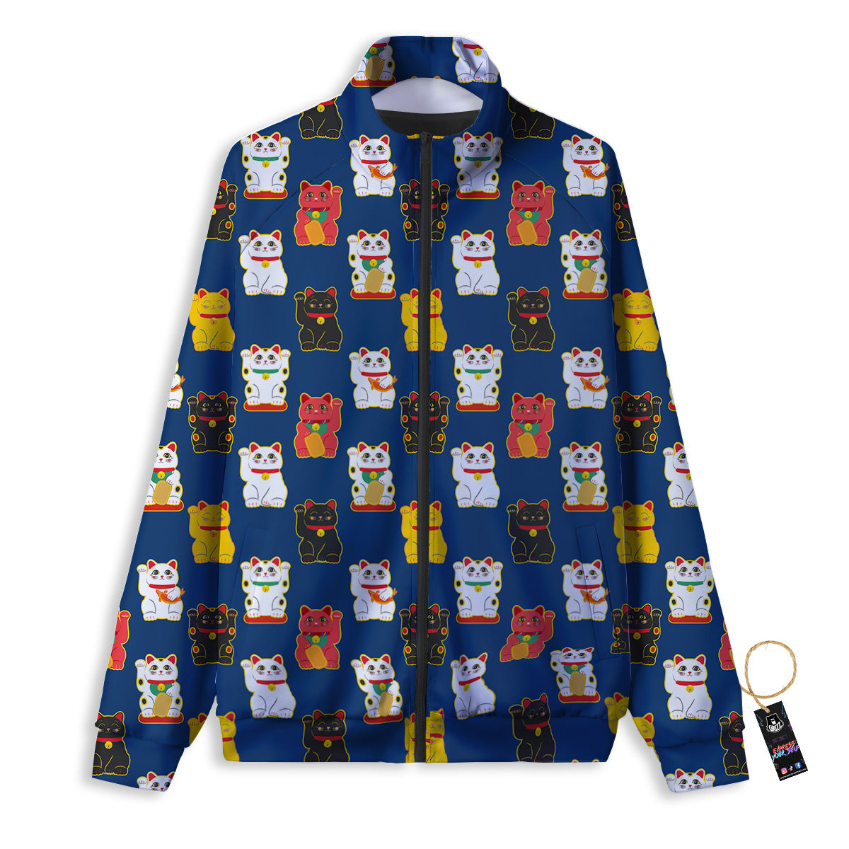 Maneki Neko Colorful Print Pattern Track Jacket-grizzshop