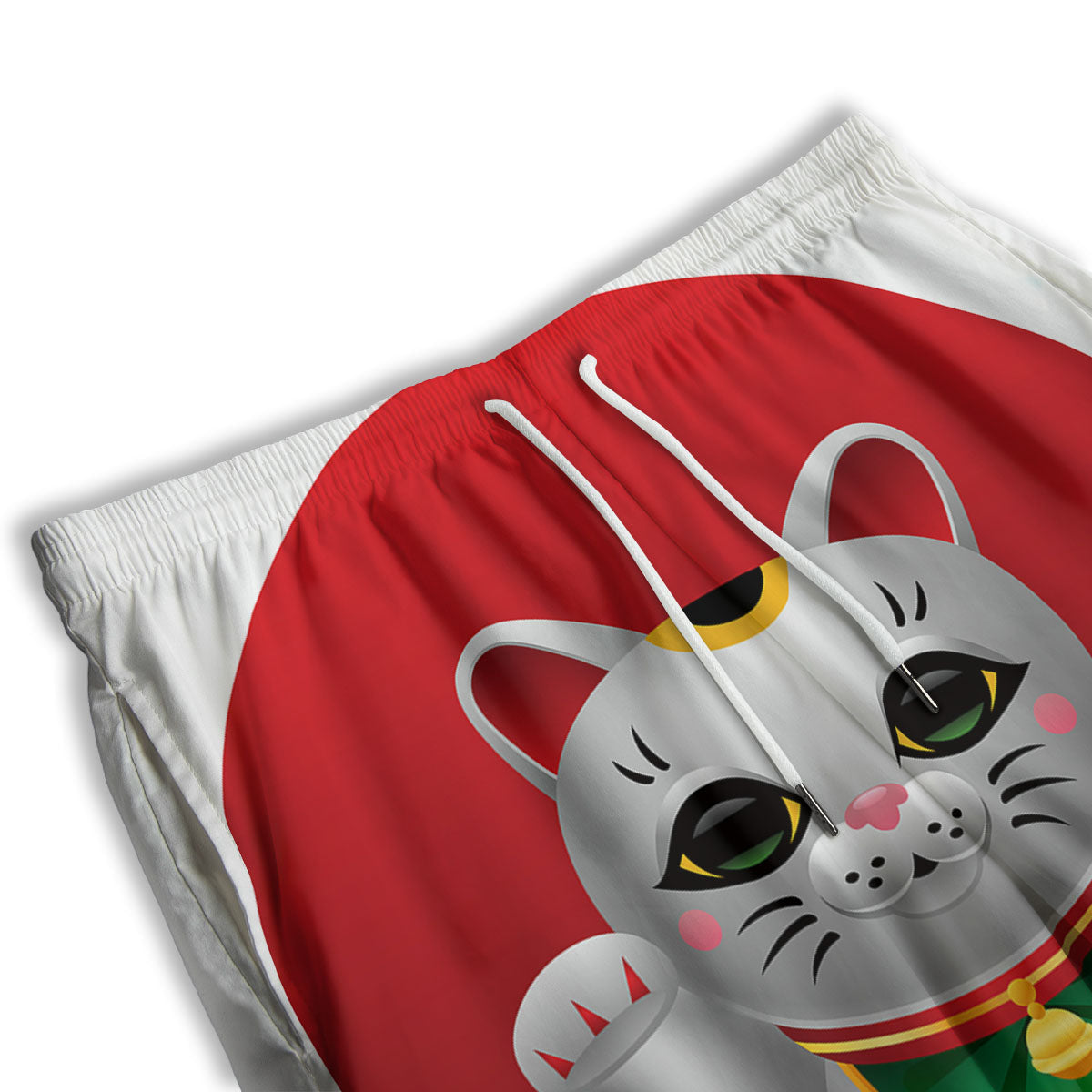 Maneki Neko Japanese Lucky Cat Print Men's Athletic Shorts